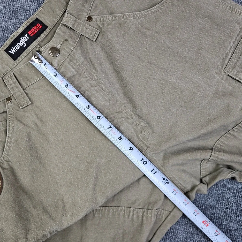 Wrangler Riggs Pants Men 38x32(30) Ripstop Dark Khaki Utility Double Knee‎ READ